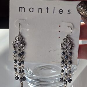 NWT💫Elegant Chandelier Silver & Black Dangle Earrings